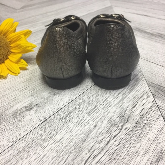 AGL | Black Pewter Cap Toe Buckle Ballet Flats 5.5 - Picture 3 of 6